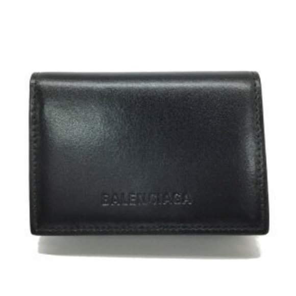 Balenciaga Leather Tri Wallet Black - Picture 1 of 7
